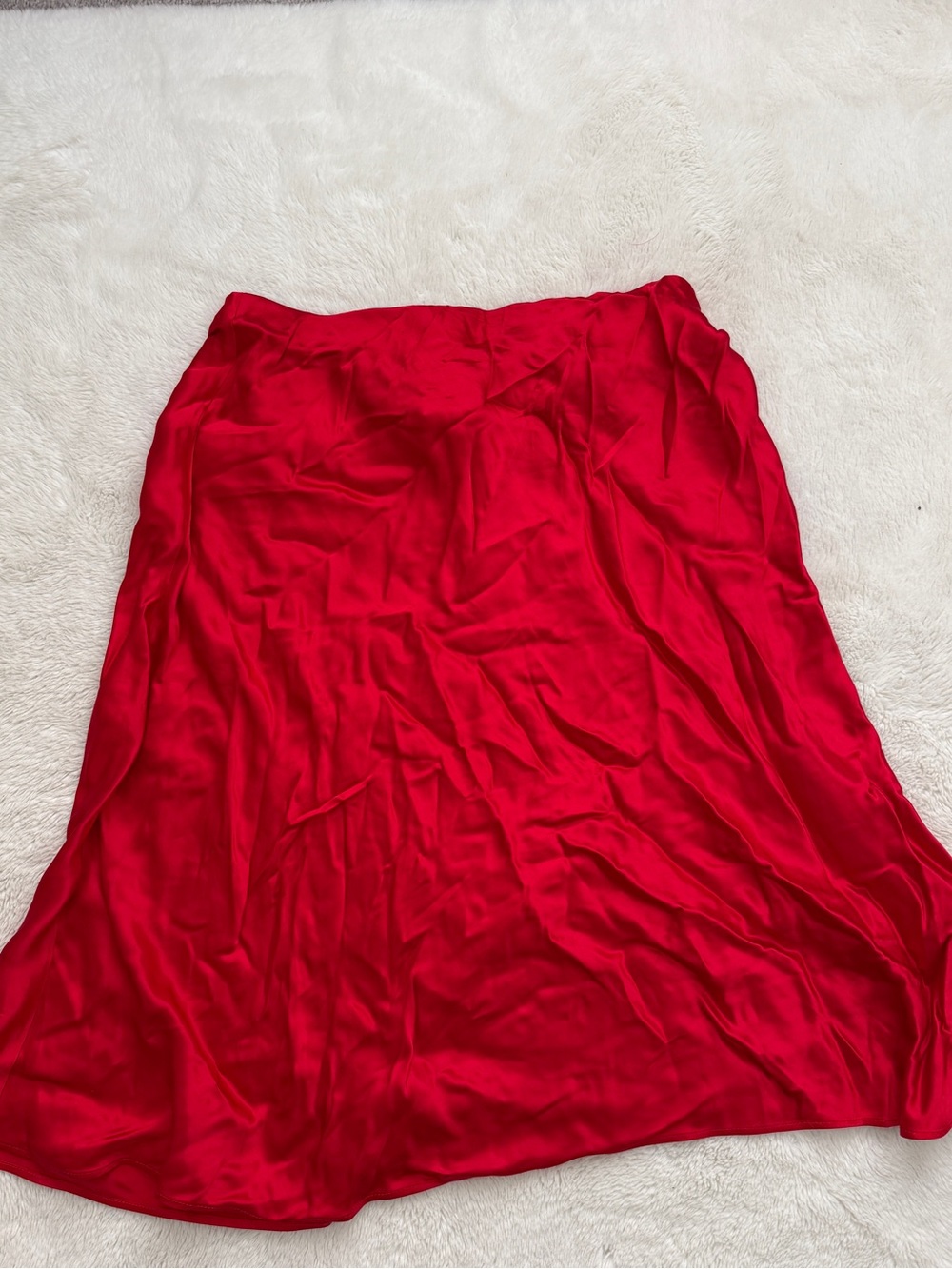 H&M Vibrant Red Satin A-Line Skirt